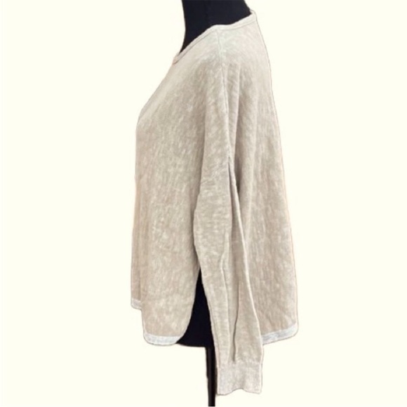 Eileen Fisher Tan/White Boat Neck Organic Linen/Cotton Blend Sweater Sz XL - Picture 3 of 7